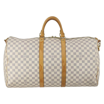 LOUIS VUITTON Damier Azur Keepall Bandouliere 55 Boston Bag N41429 Auth 150852 - 0