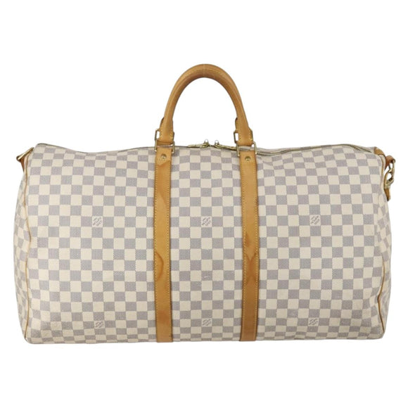 LOUIS VUITTON Damier Azur Keepall Bandouliere 55 Boston Bag N41429 Auth 150852
