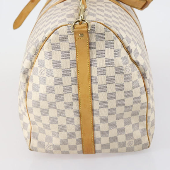 LOUIS VUITTON Damier Azur Keepall Bandouliere 55 Boston Bag N41429 Auth 150852