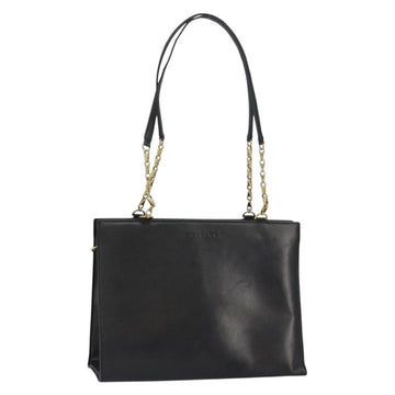 CELINE Macadam Canvas Tote Bag Leather Black Gold Auth 150870