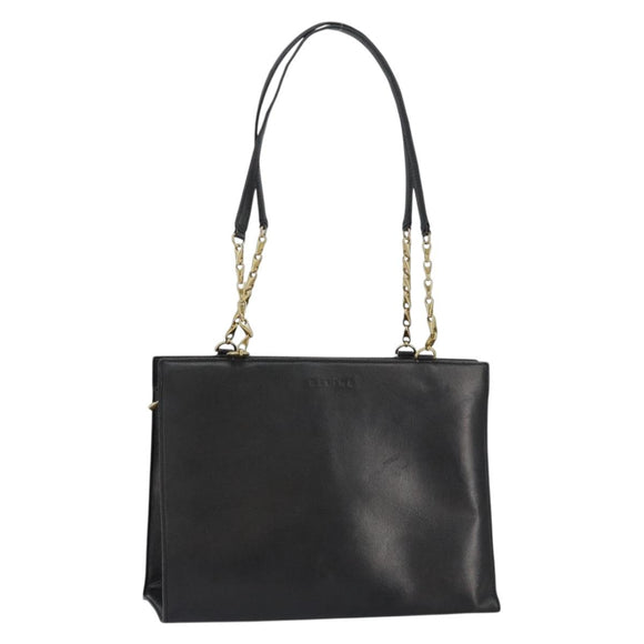 CELINE Macadam Canvas Tote Bag Leather Black Gold Auth 150870