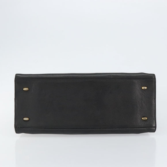 CELINE Macadam Canvas Tote Bag Leather Black Gold Auth 150870