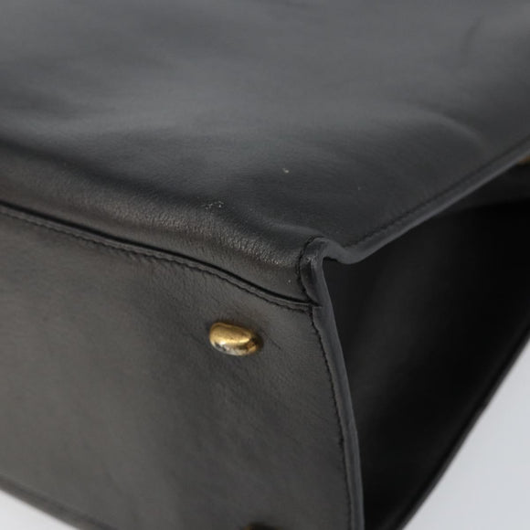 CELINE Macadam Canvas Tote Bag Leather Black Gold Auth 150870