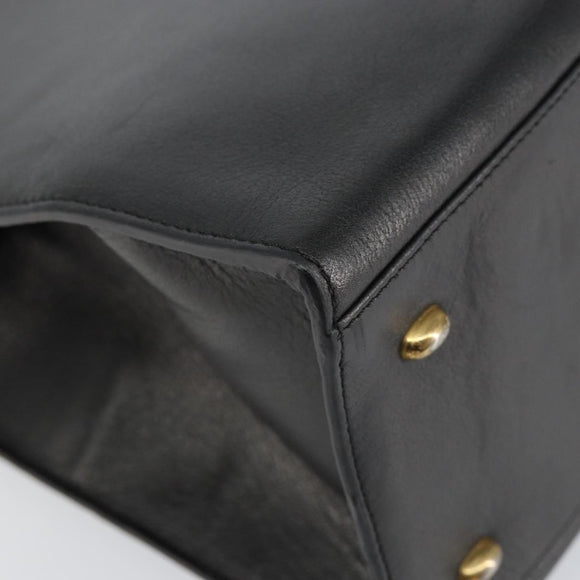 CELINE Macadam Canvas Tote Bag Leather Black Gold Auth 150870