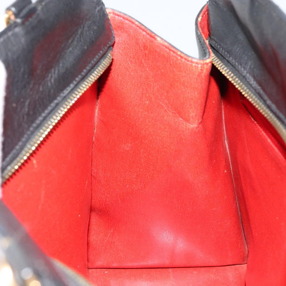 CELINE Macadam Canvas Tote Bag Leather Black Gold Auth 150870