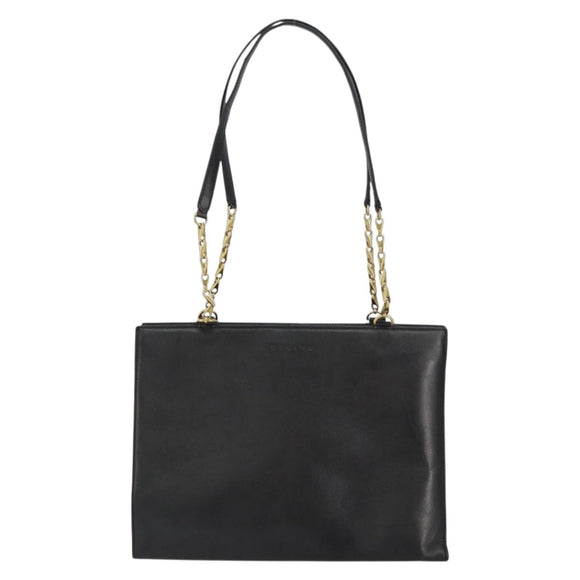 CELINE Macadam Canvas Tote Bag Leather Black Gold Auth 150870