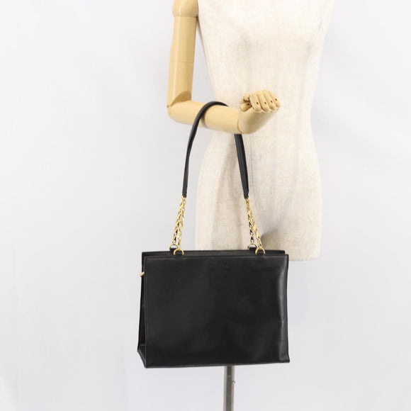 CELINE Macadam Canvas Tote Bag Leather Black Gold Auth 150870