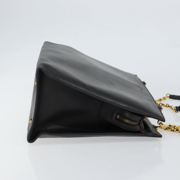 CELINE Macadam Canvas Tote Bag Leather Black Gold Auth 150870