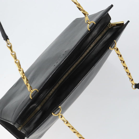 CELINE Macadam Canvas Tote Bag Leather Black Gold Auth 150870