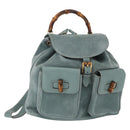 GUCCI Bamboo Backpack Suede Turquoise Blue Gold 003 2058 0016 Auth 150871-1