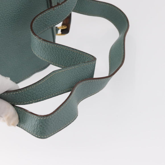 GUCCI Bamboo Backpack Suede Turquoise Blue Gold 003 2058 0016 Auth 150871