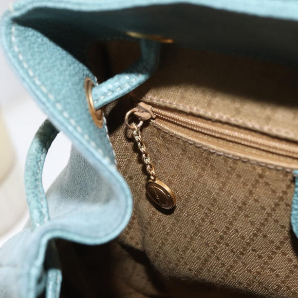 GUCCI Bamboo Backpack Suede Turquoise Blue Gold 003 2058 0016 Auth 150871