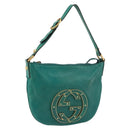 GUCCI Interlocking Shoulder Bag Leather Green Gold 121552 Auth 150873-1