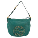 GUCCI Interlocking Shoulder Bag Leather Green Gold 121552 Auth 150873-13