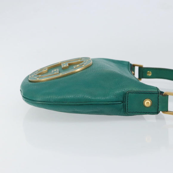 GUCCI Interlocking Shoulder Bag Leather Green Gold 121552 Auth 150873