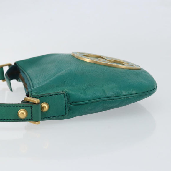 GUCCI Interlocking Shoulder Bag Leather Green Gold 121552 Auth 150873
