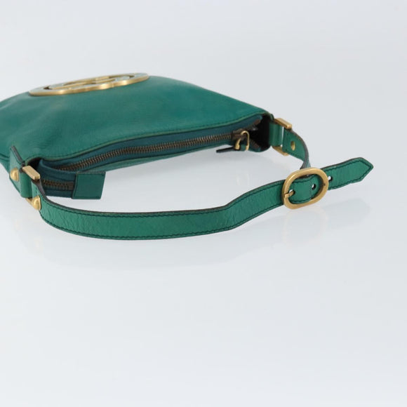 GUCCI Interlocking Shoulder Bag Leather Green Gold 121552 Auth 150873