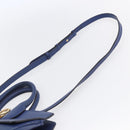 Salvatore Ferragamo Gancini Handtasche Leder 2-Wege Blau Gold Original 150875-14