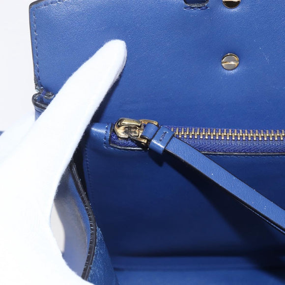 Salvatore Ferragamo Gancini Handtasche Leder 2-Wege Blau Gold Original 150875
