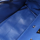 Salvatore Ferragamo Gancini Handtasche Leder 2-Wege Blau Gold Original 150875-11