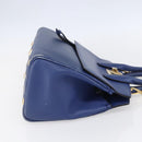 Salvatore Ferragamo Gancini Handtasche Leder 2-Wege Blau Gold Original 150875-4