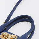 Salvatore Ferragamo Gancini Handtasche Leder 2-Wege Blau Gold Original 150875-8