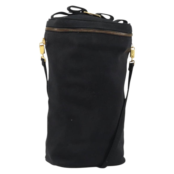 Salvatore Ferragamo Vala Shoulder Bag Nylon Black Gold Auth 150876