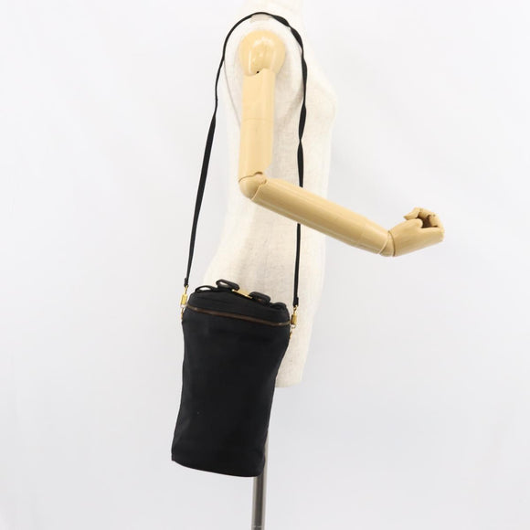 Salvatore Ferragamo Vala Shoulder Bag Nylon Black Gold Auth 150876