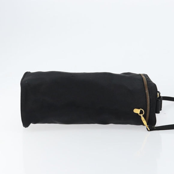 Salvatore Ferragamo Vala Shoulder Bag Nylon Black Gold Auth 150876