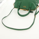 PRADA Hand Bag Safiano leather 2way Green Gold Auth 150877V-10