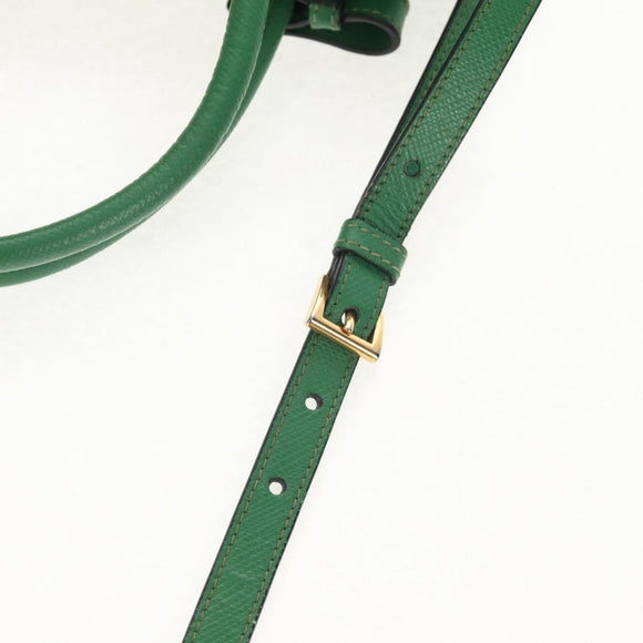 PRADA Hand Bag Safiano leather 2way Green Gold Auth 150877V