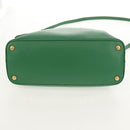 PRADA Hand Bag Safiano leather 2way Green Gold Auth 150877V-13