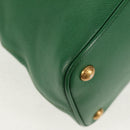 PRADA Hand Bag Safiano leather 2way Green Gold Auth 150877V-14