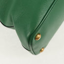 PRADA Hand Bag Safiano leather 2way Green Gold Auth 150877V-16