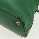 PRADA Hand Bag Safiano leather 2way Green Gold Auth 150877V-17