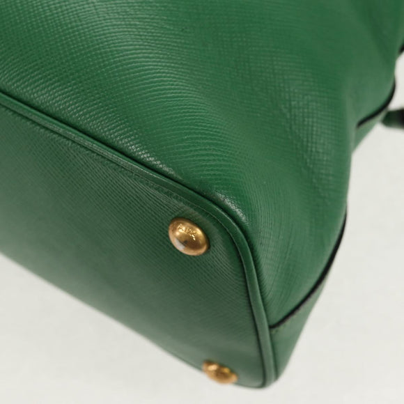 PRADA Hand Bag Safiano leather 2way Green Gold Auth 150877V