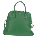 PRADA Hand Bag Safiano leather 2way Green Gold Auth 150877V-2
