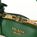 PRADA Hand Bag Safiano leather 2way Green Gold Auth 150877V-21