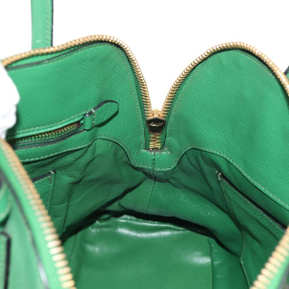 PRADA Hand Bag Safiano leather 2way Green Gold Auth 150877V