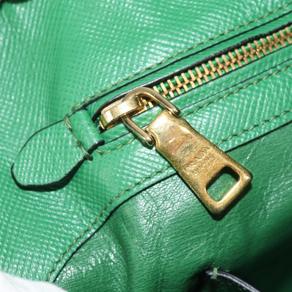 PRADA Hand Bag Safiano leather 2way Green Gold Auth 150877V