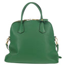PRADA Hand Bag Safiano leather 2way Green Gold Auth 150877V-3