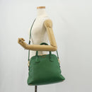 PRADA Hand Bag Safiano leather 2way Green Gold Auth 150877V-31