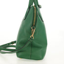 PRADA Hand Bag Safiano leather 2way Green Gold Auth 150877V-5