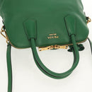PRADA Hand Bag Safiano leather 2way Green Gold Auth 150877V-7
