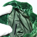 PRADA Beads Pouch Velor Green Silver Auth 150879-18