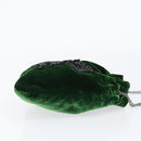 PRADA Beads Pouch Velor Green Silver Auth 150879-3