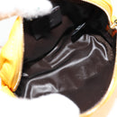 FENDI Zucca Canvas FF Emboss Pouch Nylon Yellow Gold Auth 150880M-15