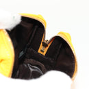 FENDI Zucca Canvas FF Emboss Pouch Nylon Yellow Gold Auth 150880M-16