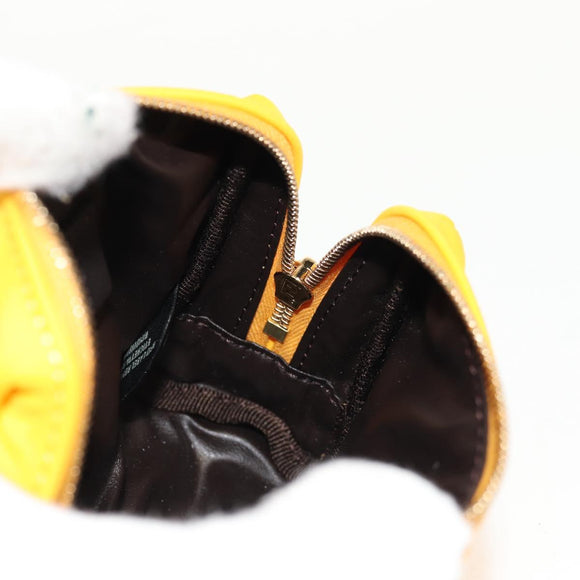 FENDI Zucca Canvas FF Emboss Pouch Nylon Yellow Gold Auth 150880M
