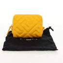 FENDI Zucca Canvas FF Emboss Pouch Nylon Yellow Gold Auth 150880M-19